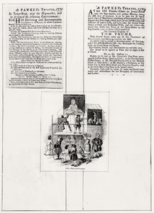 To annoncer vedrørende Faux, tryllekunstneren, ca. 1731-34 af English School